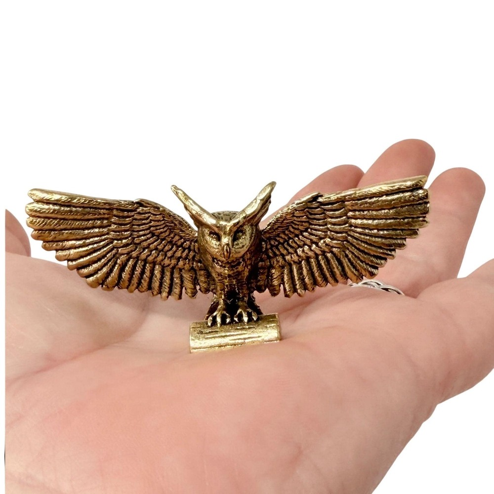 Brass Owl Spirit Animal Figurine Wisdom Protection Intuition Altar Totem